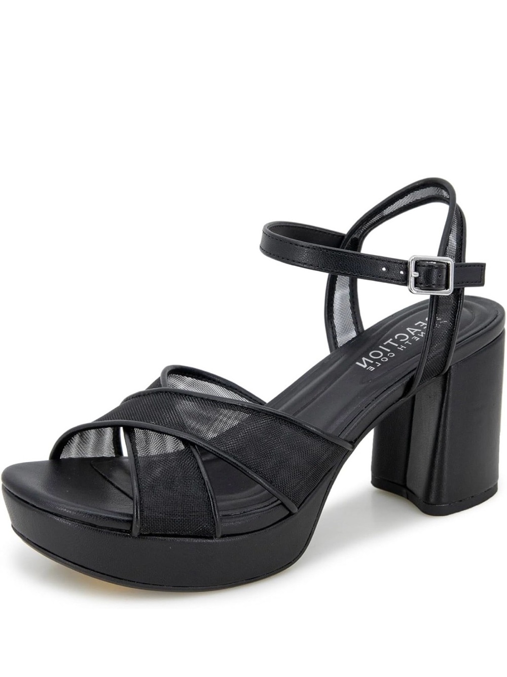 Kenneth Cole Reaction Black Strappy Platform Block Heels